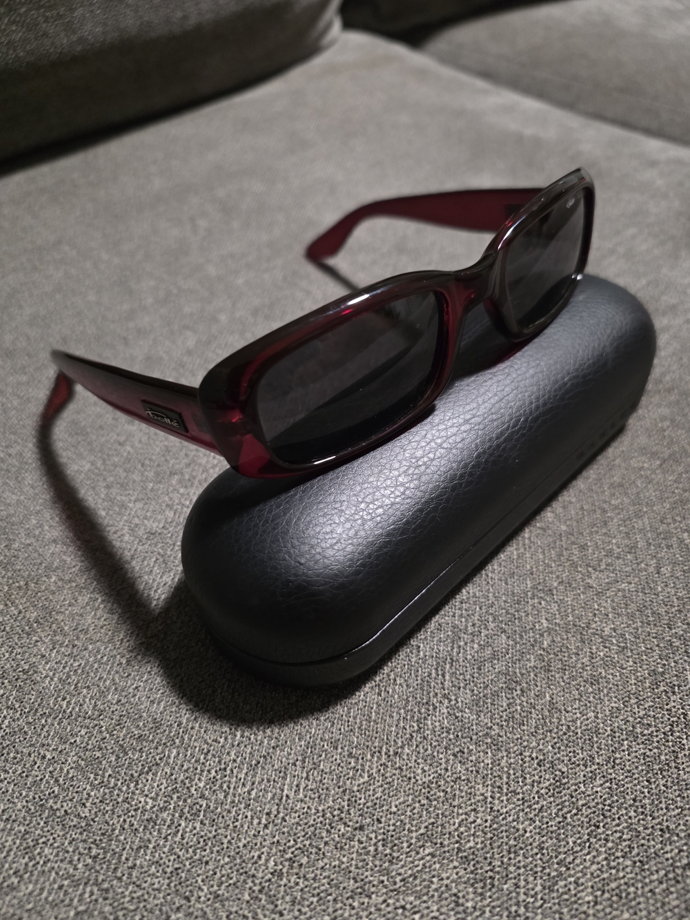 Bolle Women's Rectangular Sunglasses - Burgundy Frame, Dark Lenses